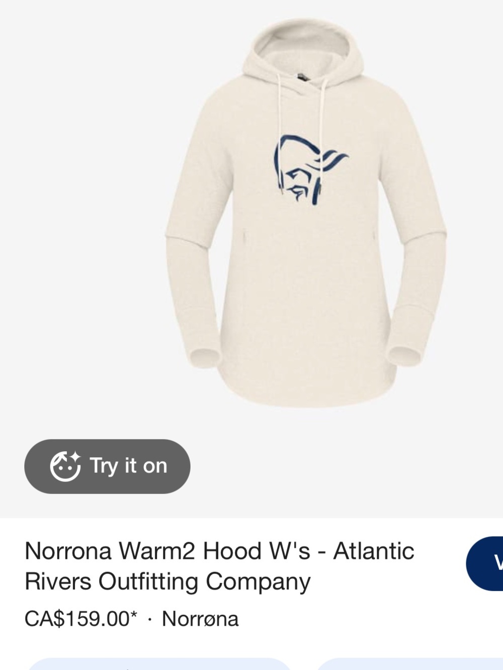 Norrøna Women's Cream Hooded Pullover with Navy Logo